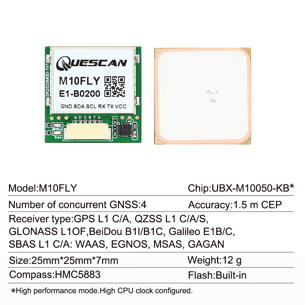 Quescan 25mm*25mm M10FLY 10Hz  - Drone Gps Module avis et prix