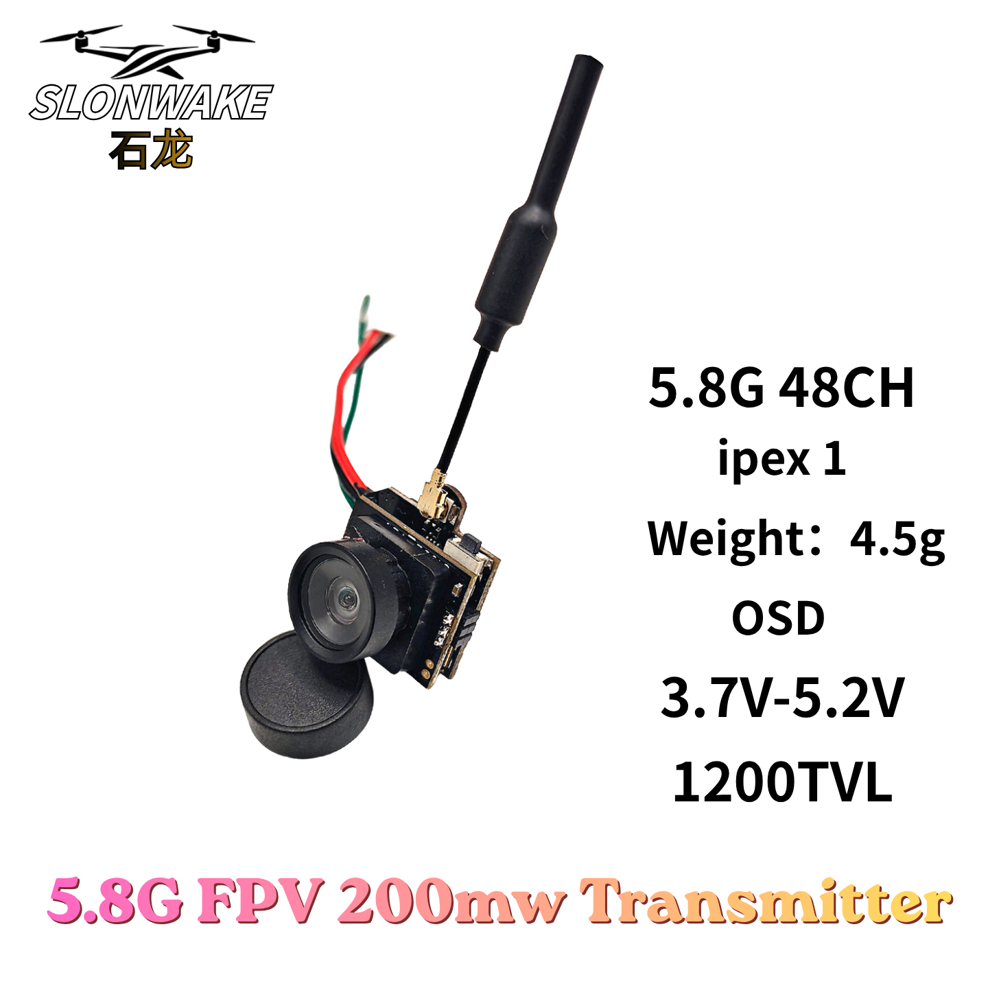 Slonwake 5.8G 48CH 200mW FPV D - Drone Camera avis et prix