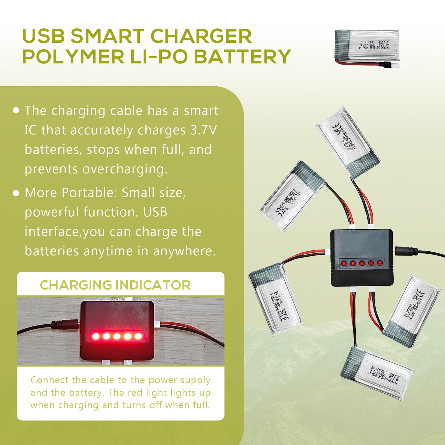 5Pcs 3.7V 500mAh LiPo Batterie - Drone Charger avis et prix